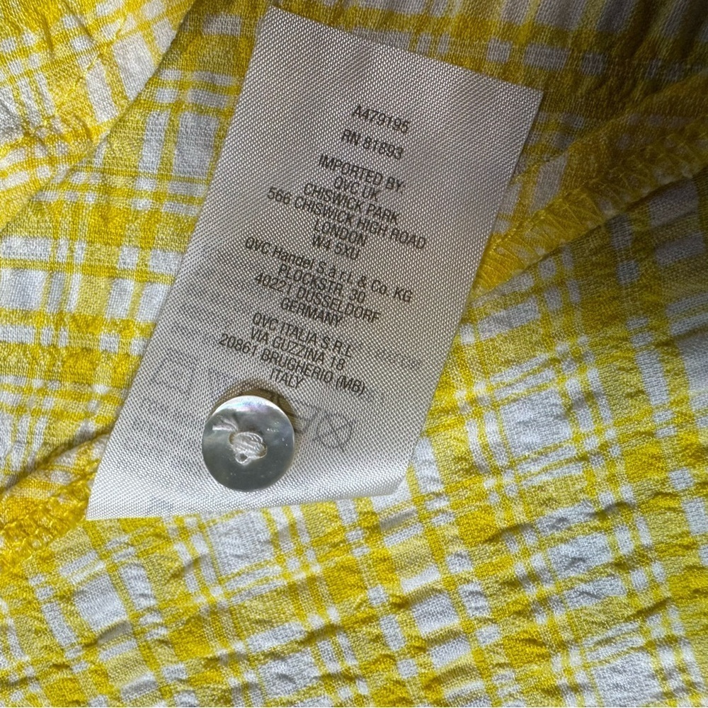 New Susan Graver Yarn Dyed Button Front Yellow Plaid Shirt A479195 Size S - Picture 8 of 12